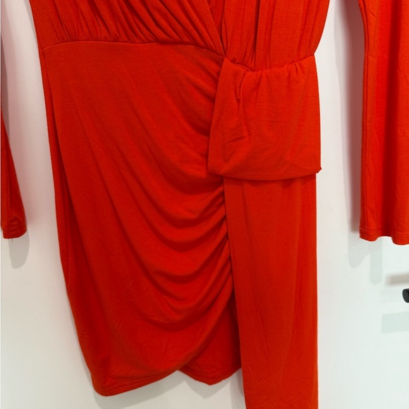 Red Orange Wrap Dress - Picture 3 of 4